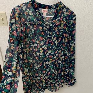 Womens sheer floral blouse.